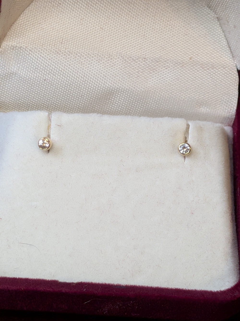Mejuri Small 14k Bezel Set White Sapphire Studs Retired